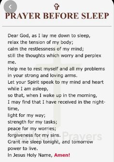 the poem for prayer to pray before sleep