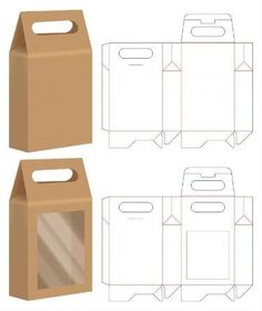 an open cardboard box with the front and back sides cut out to look like it is empty