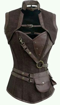 Maze runner Barbarian Druid, Corset Steampunk, Mode Steampunk, Brown Corset, Ren Fair, Style Steampunk, Steampunk Corset, Boned Corsets, Steampunk Costume