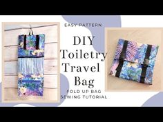 the diy toiletry travel bag sewing pattern is shown with instructions to make it