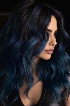 Highlight Ideas, Black Hair Balayage, Dark Blue Hair, Beauty Hair Color, Pixie Hair, Dye Colors, Unique Hair, Hair Balayage