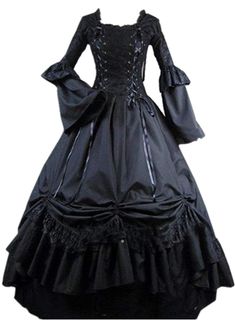 PRICES MAY VARY. Cotton Blend Dry Clean Only Fabric: This black Victorian dress is made of cotton blend, soft, comfortable to wear; Package Included: I*Women Gothic Victorian dress, no petticoat included; Features: Square neck, Lace-up on the bodice, long sleeve, multi layers skirt, Invisible zipper on back, floor length, victorian civil war dress, 1860s Victorian Dress, historical costume, reenactment costume Occasions---This Victorian dress is perfect for Dickens Fair, Victorian themed festiva Dark Queen Dress, Victorian Prom Dress, Victorian Gothic Dress, Black Victorian Dress, Gothic Victorian Dresses, Fancy Gowns, Victorian Costume, Gothic Victorian, Queen Dress