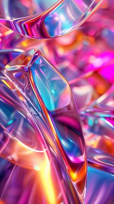 an abstract background with many different colors and shapes in the form of glass, or plastic