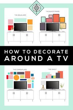 how to decorate around a tv in the living room or dining room with color scheme