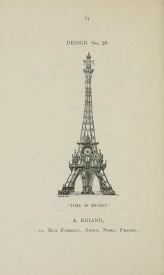 an old drawing of the eiffel tower