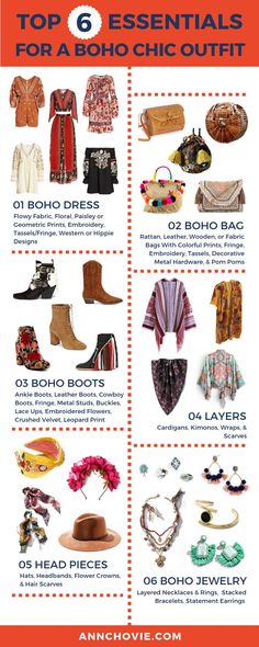 One of my favorite styles is free-spirited, Bohemian fashion. I’ve broken down the elements to rocking the boho chic look for fall to make it easy peasy. Check out the top 6 essential pieces to pulling together your boho look, with descriptions and curated picks that you can shop! | #bohostyle | #bohofashion | Bohemian Wardrobe Essentials | #falloutfits | #fallfashion | #bohodress | Hippie Style | Mundo Hippie, Bohemian Schick, Looks Hippie, Look Hippie Chic, Look Boho Chic, Hippie Designs, Boho Mode, Estilo Hippy, Mode Hippie