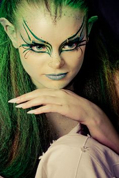 Halloween Make-up Looks, Elf Costume, Fairy Makeup, Elf Makeup, Stage Makeup, Halloween Makeup Looks, Halloween Make Up, Fairy Costume