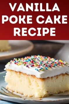 The Vanilla Poke Cake Recipe is a delightful dessert that combines the rich, moist texture of vanilla cake with the creamy sweetness of vanilla pudding, topped with a light and airy whipped topping. This recipe is straightforward, requiring basic ingredients like vanilla cake mix, eggs, oil, water, instant vanilla pudding mix, cold milk, and whipped