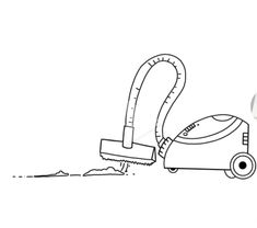 a black and white drawing of a vacuum with a measuring tape on the floor next to it