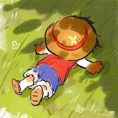 a drawing of a boy laying on the ground in the rain with an orange collar around his neck