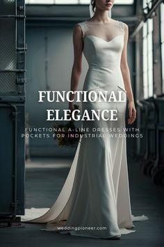 Functional A-line Dresses with Pockets for Industrial Weddings Origami Dress, Chic Wedding Dresses