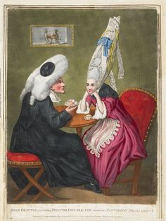 Social Illustration, Court Fashion, Satirical Cartoons, Long House, Olden Days, 18th Century Fashion, Head Dress, Soft Toys, Vintage Magazine