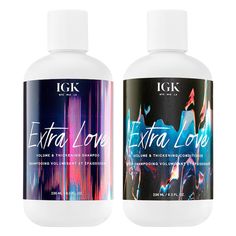 PRICES MAY VARY. IGK Extra Love Volume and Thickening Shampoo and Conditioner Set (8 Oz) Extra Love Shampoo: A volumizing and thickening shampoo designed for fine, limp, oily-prone hair that also adds vitality and shine. Extra Love Conditioner: A lightweight, volume-boosting conditioner that adds fullness to flat hair and hydrates without weighing it down. Safe for all hair types including colored and chemically treated. Apply to wet hair and massage into scalp. Add more water if needed. IGK EXT Shampoo Design, Coconut Benefits, Shampoo And Conditioner Set, Dry Shampoo Hairstyles, Hair Issues, Thickening Shampoo, Detangler Spray, Volumizing Shampoo, Flat Hair