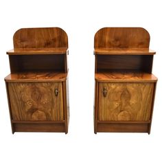 pair of art deco nightstands in walnut wood