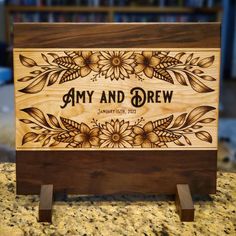 Visit my contact page to order your very own personalized board! Woodburning Names Signs, Woodburn Name Signs, Charcuterie Board Artwork, Couple Wood Burning Ideas, Woodburn Wedding Gift, Romantic Wood Burning Ideas, Charcuterie Board Pyrography, Wood Burn Wedding Sign, Wood Burn Wedding Gift