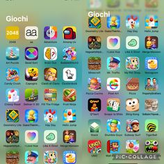 an image of many different app icons on the screen, including games and other things