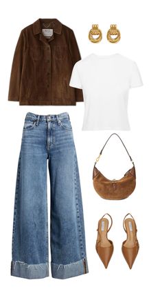 Pinterest girl, Pinterest outfits, outfit inspo, outfit ideas, summer outfits, fall transition outfits, summer fashion, fall fashion, leather jacket outfits, vacation outfits, neutral outfits, Pinterest aesthetic, Suede, neutral style, brown, heels, jeans, fashion, style inspo Outfit Layout, Outfit Inspiration Fall, Fall Aesthetic, Early Fall, Daily Outfits, Everyday Outfits