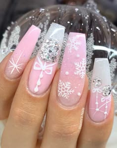 Festive Nail Art, Cute Christmas Nails, Awesome Nails, Nails Easy, Cute Acrylic Nail Designs, Winter Nail Designs