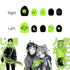 Black Neon Nails, Green Yuri, Neon Nail Designs, Cocoppa Wallpaper, Yuri Manga, Neon Nails, Nails Desing, Black Neon