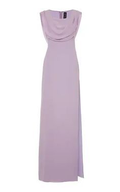 Buy DEL CORE Silk Draped Gown - Purple At 70% Off | Editorialist Del Core, Draped Gown, Women Dress Collection, Drape Gowns, Silk Gown, Floor Length Gown, Satin Midi Dress, Ladies Dress Design, Purple Dress