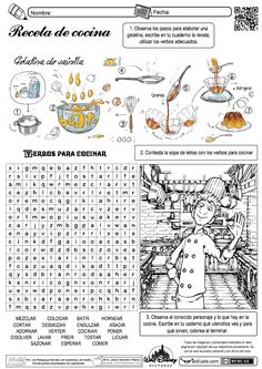 the spanish version of food and drink is shown in this coloring book, with instructions for cooking