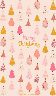 merry christmas card with colorful trees