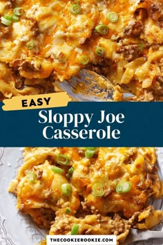 an easy sloppy joe casserole recipe with cheese and green onions