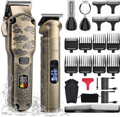 【High-Quality Hair Clipper & Trimmer Grooming Kit】Included in this kit are 1 large Barber Clipper, 1 small multi-function Hair Trimmer with 3 additional cutter heads(nose/ear, body ,detailed trimmer head) and 13 guard combs（1/3/5/7mm for hair trimmer; 3/6/10/13/16/19/22/25mm for hair clipper; 3-6-9mm for body trimmer）. Suitable for professional use and high standards home use. 【4 IN ONE Multi-function Trimmer& ERGONOMIC DESIGN】Exquisite and compact for comfortable grip trimmer. Combine the nose/ Hair Clippers For Men, Barber Clippers, Men Beard, Beard Trimmer, Hair Clipper, Arm Tattoos For Guys, Beard Trimming, Grooming Kit, Professional Hair