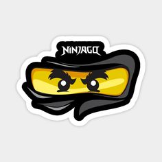 a sticker with the word ninja on it's face and eyes in black