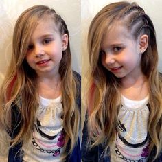 cool asymmetrical hairstyle with side braids Hairstyles Occasion, Childrens Hairstyles, Picture Day Hair, Side Braids, Asymmetrical Hairstyles