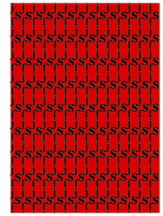 a black and red pattern on a red background that looks like an abstract chain link