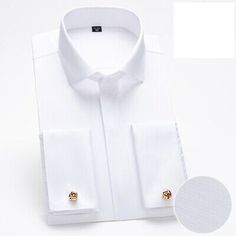 Mens Dress Shirts French Cuff Long Sleeves Formal Business Camisas Shirts Tops | eBay White Cuff Shirt For Semi-formal Occasions, White Shirt With Cuffed Sleeves For Business, Formal White Tops With Button Cuffs, White Formal Tops With Button Cuffs, White Office Shirt With Cuffed Sleeves, White Cuff Dress Shirt For Office, Elegant Solid Dress Shirt With Button Cuffs, Formal Summer Shirt With Buttons, Formal Shirt With Cuffed Sleeves For Spring