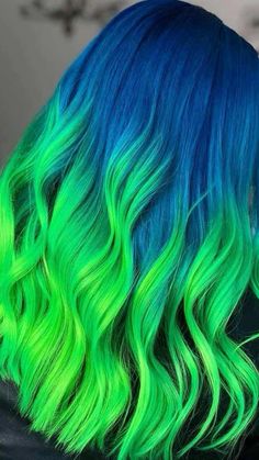 Blue Hair Dye Ideas, Green And Blue Hair, Blue And Green Hair, Neon Hair Color, Blue Hair Dye, Neon Green Hair, Green Hair Dye, Dyed Hair Blue, Hair Dye Ideas