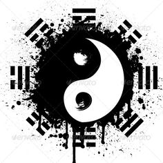 the yin symbol with paint splatters on it