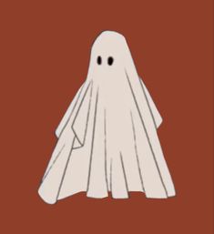 a white ghost is standing in front of an orange background