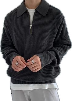 Mens Pullover Sweater, Jersey Vintage, Moda Retro, Polo Long Sleeve, Polo Sweatshirt, Retro Mode, Zippered Sweater, Polo Neck, Collar Sweater