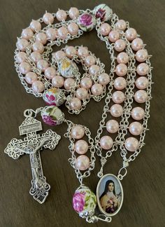 Pink Bead Jewelry, Pink Rosary With 8mm Round Beads, Pink Beaded Spiritual Rosary, Pink Spiritual Rosary Bracelet With 8mm Beads, Pink 8mm Bead Spiritual Rosary Bracelet, Handmade Pink Spiritual Rosary, Pink 8mm Beads Rosary Bracelet, Handmade Pink Rosary With Round Beads, Pink Rosary With 8mm Beads For Gift