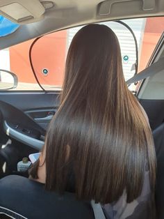 Long Hair Silky, Long And Shiny Hair, Long Silky Brown Hair, Straightened Hair Aesthetic, Silky Brunette Hair, Keratin Hair Aesthetic, Long Hair One Length, Brunette Long Hairstyles, Long One Length Hair