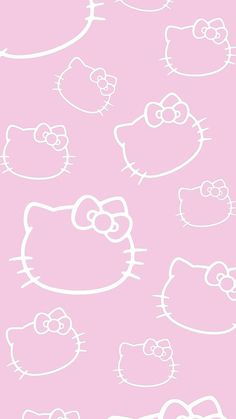 hello kitty wallpaper in pink with white outlines on the bottom and bottom half