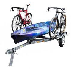 a bike is attached to the back of a boat