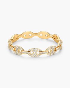 Let us introduce an iced out bracelet that combines dazzling stones and an eye-catching design. The gold 10mm Iced Out Mariner bracelet has anchor-like links with round and baguette cut diamond simulants and a secure clasp that disappears for a seamless style. Iced Out Bracelet, Mens Gold Bracelets, Solid Gold Chains, Diamond Simulant, Baguette Cut Diamond, Silver Shop, Mens Gold, Baguette Cut, Men's Rings