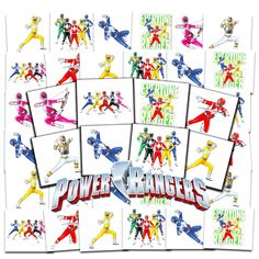 the power rangers are all different colors and sizes