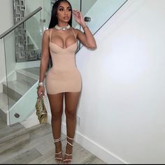 Brand New Nude Dress. Pencil Dresses, Short Bodycon Dress, Chic Summer Outfits, Beige Dress, Nude Dress, Mini Cami Dress, Birthday Outfits, Exhibition Booth, Beautiful Body