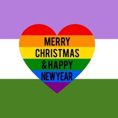 a rainbow heart with the words merry christmas and happy new year