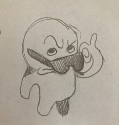 a drawing of a cartoon character holding a toothbrush in his mouth with one hand