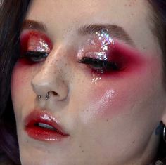 Persephone Makeup Inspiration, Face Decor, Christmas Eyeshadow, Red Princess, Prom 2023, Alt Makeup