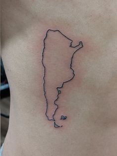 a map tattoo on the back of a woman's stomach