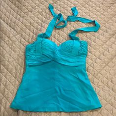 Brand New With Tags Fully Lined Padded Cups So No Bra Needed One Strap Just Needs To Be Sewn Back On. Guess I Could’ve Done It Myself But It’s Super Simple Dry Clean Only Tropical 2000s, Wishlist Shoes, Y2k Light Blue, Swag Fits, Sage Sweater, Bebe Cream, Personal Things, Turquoise Top, Chiffon Tank Tops