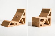 two cardboard chairs sitting next to each other