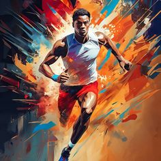 a digital painting of a man running